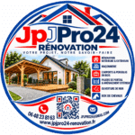 Logo JpJPro24 Rénovation, maison avec terrasse bois. Services : maçonnerie, pergola et aménagement extérieur.